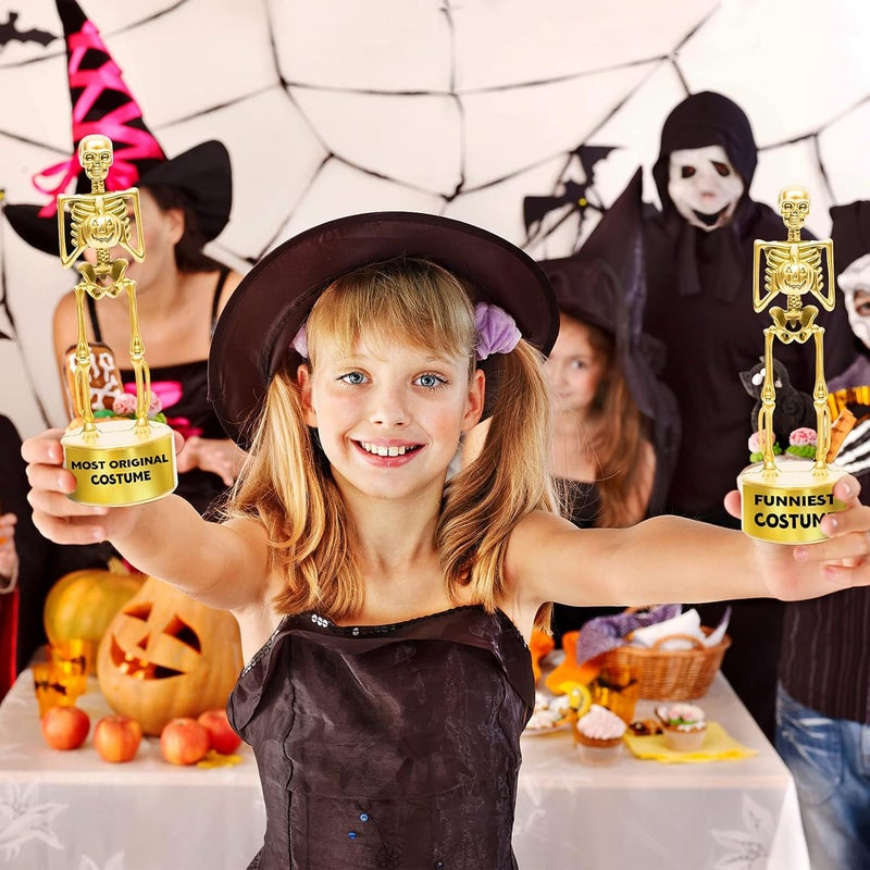 GMAOPHY 6 Pack Halloween Best Costume Skeleton Trophy, Halloween Skull Party Favor Prizes, Halloween Party Supplies Game Awards, Costume Contest Event Trophy, School Classroom Rewards for Kids Ages 8+ (A) - Image 3